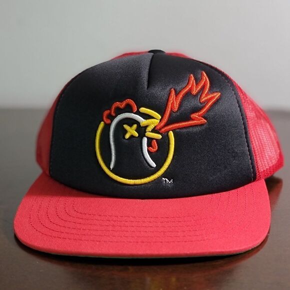 Hot Ones X Complex Reebok Trucker Hat Black Red White Green Snapback Adjustable - Picture 2 of 9